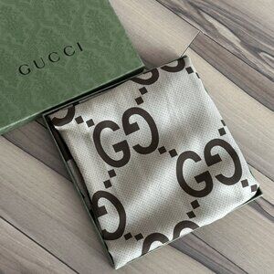 Gucci GG Jacquard Silk Scarf Authentic
